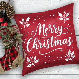 Elegante guión blanco Feliz Cojín decorativo navid