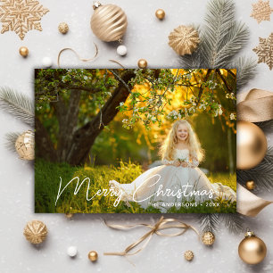 Elegante guión blanco Feliz foto de Navidad
