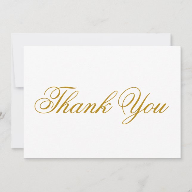 Elegante guión blanco oscuro oro Gracias tarjeta d (Anverso)
