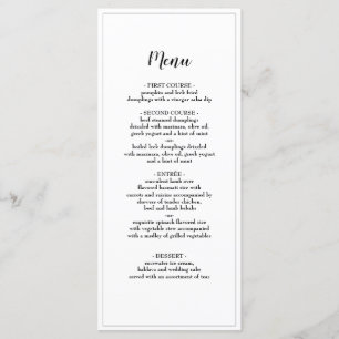 Elegante guión Boda bordeado de negro Menú de cena