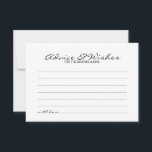 Elegante guión Boda consejo y carta de deseos<br><div class="desc">Añada un toque personal a su boda con un elegante consejo de boda y tarjeta de deseos. Esta tarjeta de consejo presenta el título en un elegante estilo de letra de caligrafía negro y detalles en sans serif negro estilo de fuente sobre fondo blanco. Perfecto para boda, ducha de bebé,...</div>