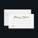 Elegante guión Boda consejo y carta de deseos<br><div class="desc">Añada un toque personal a su boda con un elegante consejo de boda y tarjeta de deseos. Esta tarjeta de consejo presenta el título en un elegante estilo de letra de caligrafía negro moderno y detalles en sans modernos negros serif estilo de fuente sobre fondo blanco. Perfecto para boda, ducha...</div>