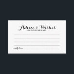 Elegante guión Boda consejo y carta de deseos<br><div class="desc">Añada un toque personal a su boda con un elegante consejo de boda y tarjeta de deseos. Esta tarjeta de consejo presenta el título en un elegante estilo de letra de caligrafía negro moderno y detalles en sans modernos negros serif estilo de fuente sobre fondo blanco. Perfecto para boda, ducha...</div>