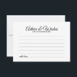 Elegante guión Boda consejo y carta de deseos<br><div class="desc">Añada un toque personal a su boda con un elegante consejo de boda y tarjeta de deseos. Esta tarjeta de consejo presenta el título en un elegante estilo de letra de caligrafía negro y detalles en sans serif negro estilo de fuente sobre fondo blanco. Perfecto para boda, ducha de bebé,...</div>