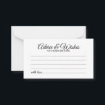 Elegante guión Boda consejo y carta de deseos<br><div class="desc">Añada un toque personal a su boda con un elegante consejo de boda y tarjeta de deseos. Esta tarjeta de consejo presenta el título en un elegante estilo de letra de caligrafía negro moderno y detalles en sans modernos negros serif estilo de fuente sobre fondo blanco. Perfecto para boda, ducha...</div>