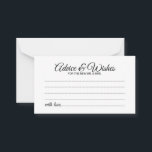 Elegante guión Boda consejo y carta de deseos<br><div class="desc">Añada un toque personal a su boda con un elegante consejo de boda y tarjeta de deseos. Esta tarjeta de consejo presenta el título en un elegante estilo de letra de caligrafía negro moderno y detalles en sans modernos negros serif estilo de fuente sobre fondo blanco. Perfecto para boda, ducha...</div>