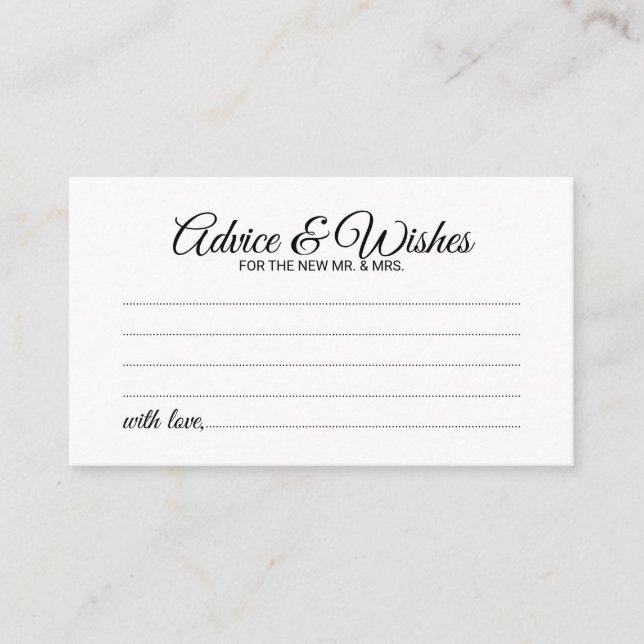 Elegante guión Boda consejo y carta de deseos (Anverso)
