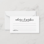 Elegante guión Boda consejo y carta de deseos<br><div class="desc">Añada un toque personal a su boda con un elegante consejo de boda y tarjeta de deseos. Esta tarjeta de consejo presenta el título en un elegante estilo de letra de caligrafía negro moderno y detalles en sans modernos negros serif estilo de fuente sobre fondo blanco. Perfecto para boda, ducha...</div>