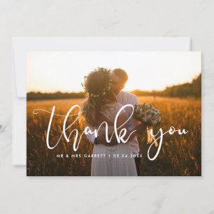 Elegante guión boda foto tarjeta de agradecimiento
