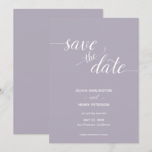 Elegante guión Boda Lilac Guardar las tarjetas de 