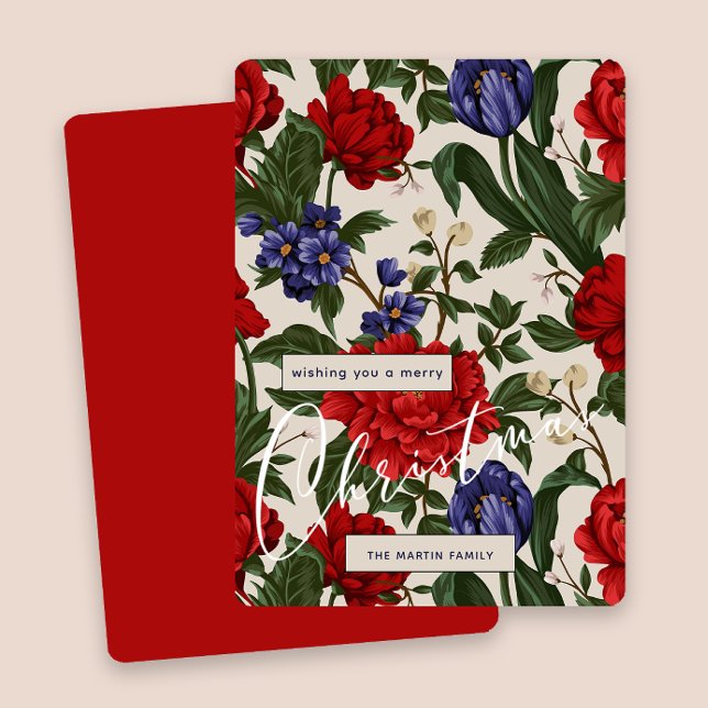 Elegante guión botánico rojo floral de navidad (Subido por el creador)
