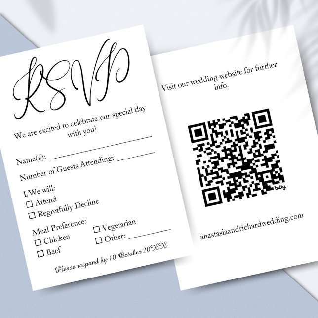 Elegante guión de boda Minimalista moderna RSVP (Elegant Script Modern Minimalist Wedding RSVP Card)