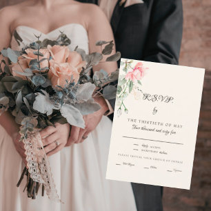 Elegante guión de cena floral de Rubor crema RSVP