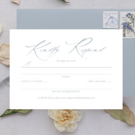 Elegante Guión de Dainty Dusty Blue Wedding RSVP