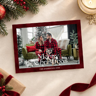 Elegante guión de Feliz Navidad Foto terciopelo ro