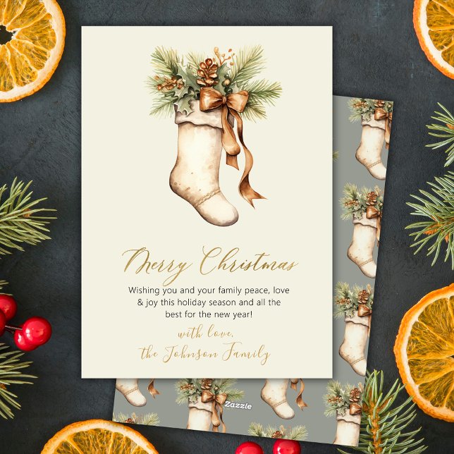 Elegante guión de Feliz Navidad Stocking acuarela (Subido por el creador)