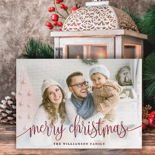 Elegante guión de foto completa Feliz Navidad Rojo