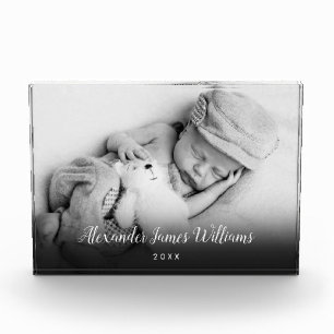 Elegante guión de foto del bebé nombre Keepsake