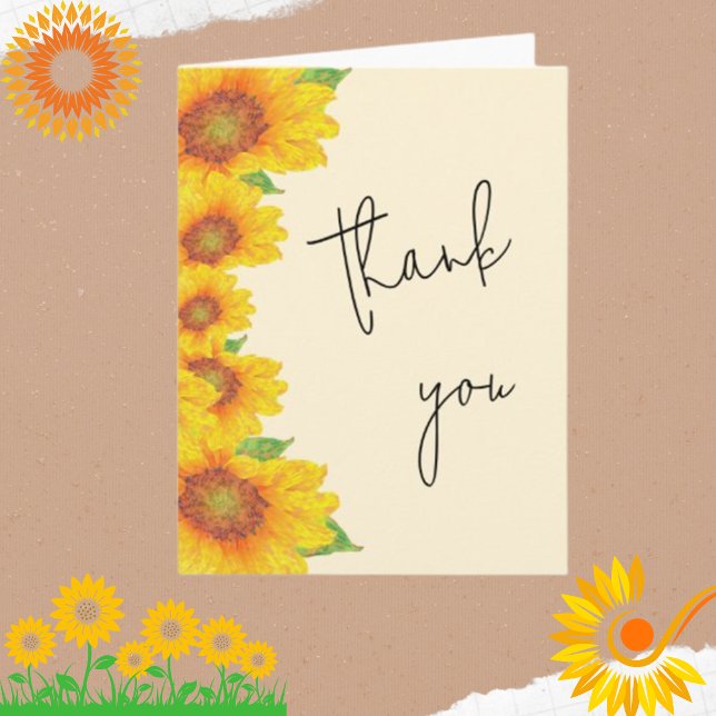 Elegante guión de girasoles amarillos tarjeta de a (Subido por el creador)