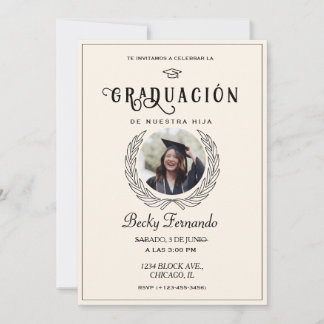 Elegante guión de invitación para graduados españo