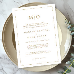 Elegante guión de la invitación al monograma de or