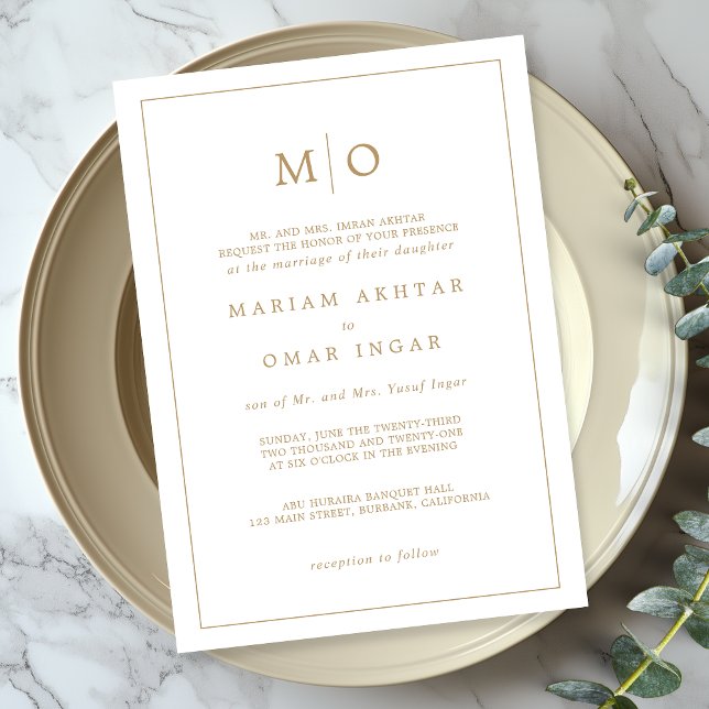 Elegante guión de la invitación al monograma de or (Subido por el creador)