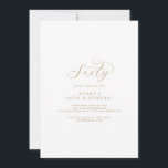 Elegante Guión de Oro 60.ª Invitación a la fiesta<br><div class="desc">Esta elegante invitación a la fiesta de cumpleaños número 60 es perfecta para una simple fiesta de cumpleaños. El minimalista diseño dorado y blanco presenta una elegante tipografía romántica con un estilo moderno de cristal. Personalizable de cualquier color. Mantenga el diseño minimalista y elegante, como está, o lo personalice añadiendo...</div>