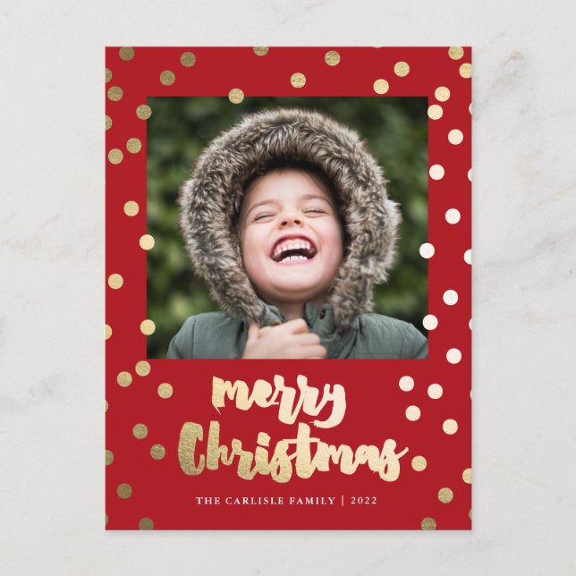 Elegante Guión de Oro Feliz Navidad (Anverso)