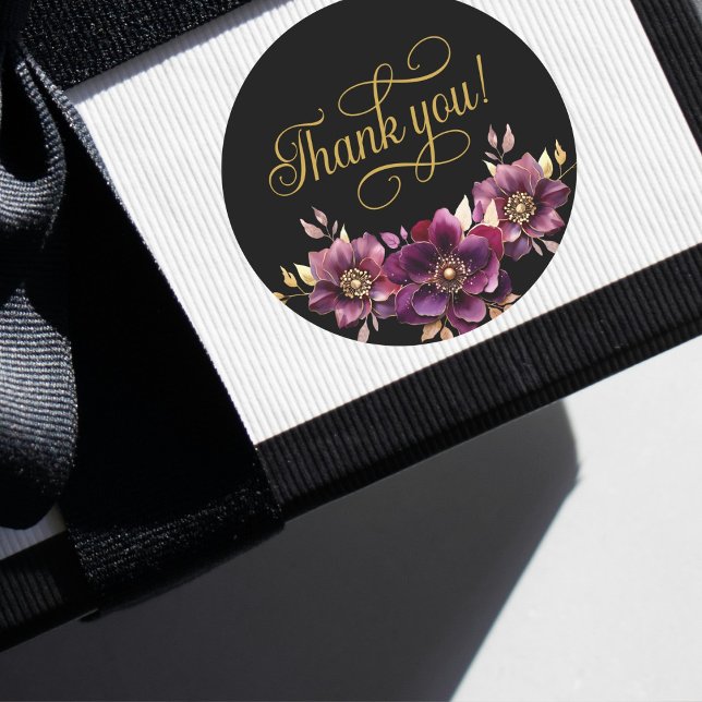 Elegante guión de oro floral Gracias Pegatina (Subido por el creador)