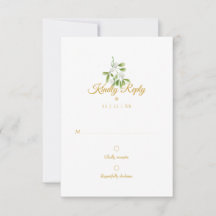 Elegante guión de oro muérdago invierno boda RSVP
