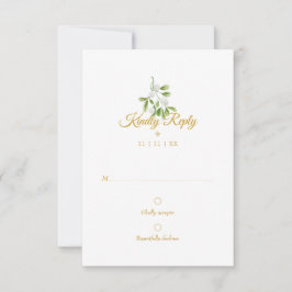 Elegante guión de oro muérdago invierno boda RSVP