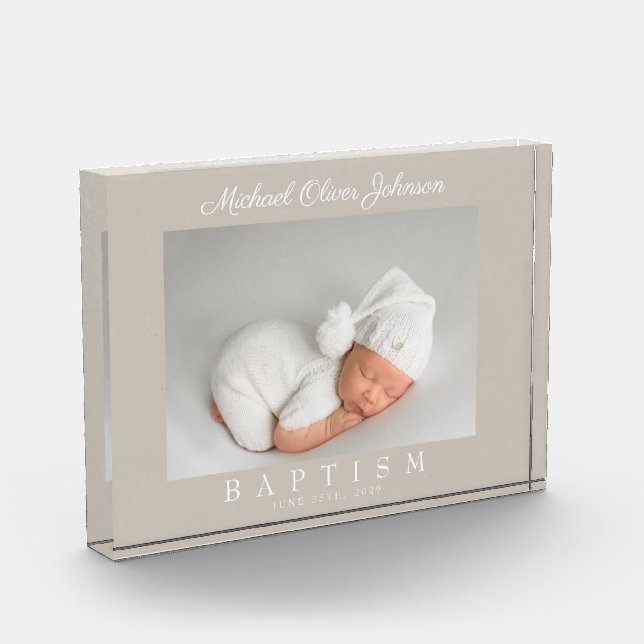 Elegante guión de tazas bautizo bloque de fotos (Izquierda)