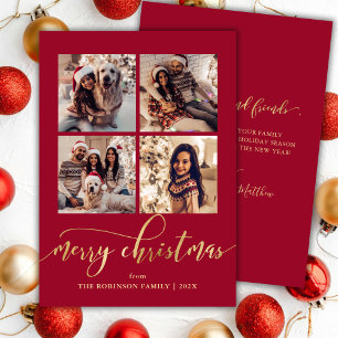 Elegante guión dorado 4 Colaje de fotos Navidad ro