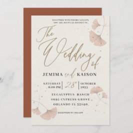 Elegante Guión Dorado Invitación a la boda de Terr