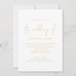 Elegante Guión dorado Invitación a matrimonio de c