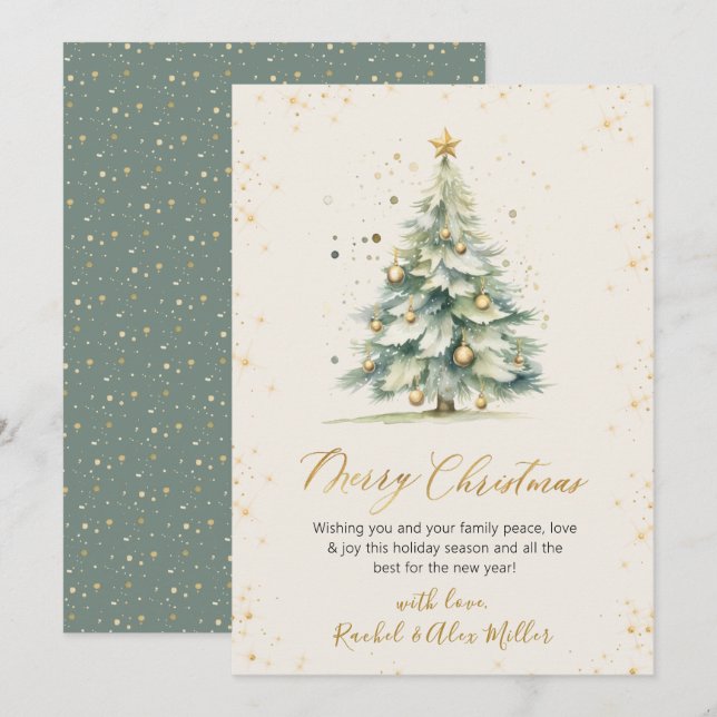 Elegante guión dorado no tarjetas de árbol de Navi (Anverso / Reverso)