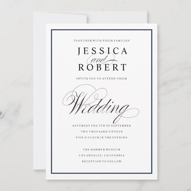 Elegante guión e invitación a la boda de la Marina (Anverso)