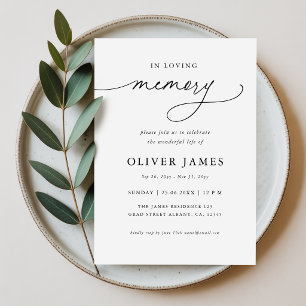 Elegante guión en Tarjeta de Invitación de Funeral