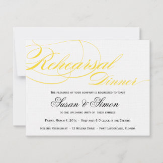 Elegante guión ensayo invitación cena amarillo