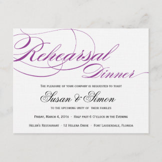 Elegante guión ensayo invitación cena morado
