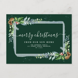 elegante guión Feliz Navidad anuncio de mudanza