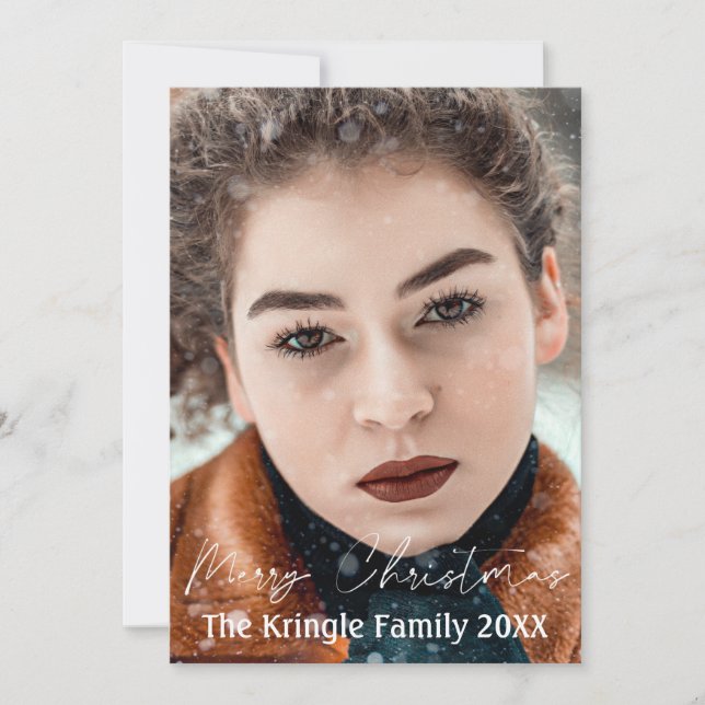 Elegante guión Feliz Navidad Bayas de Acebo (Anverso)