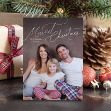 Elegante guión Feliz Navidad Foto de familia de va