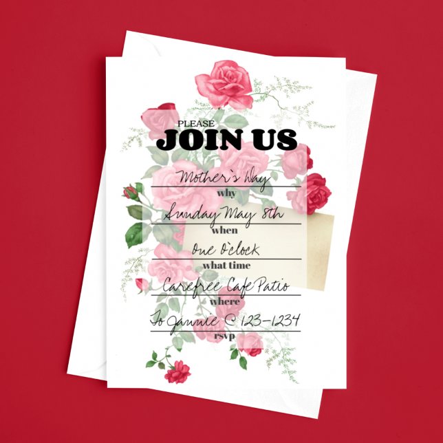 Elegante Guión Floral Rellenar Invitación (Subido por el creador)