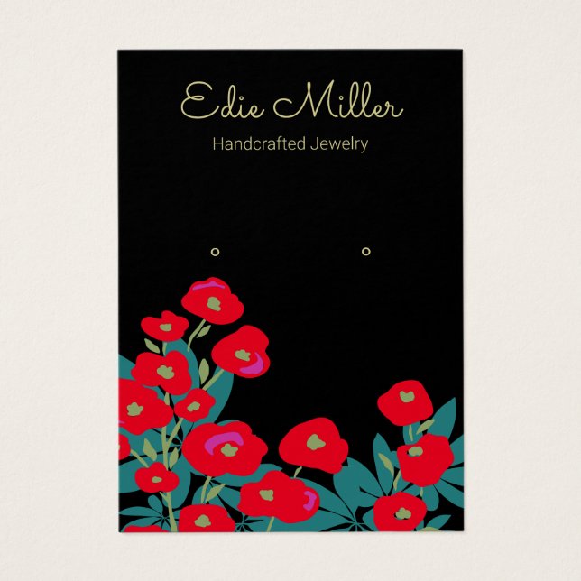 Elegante Guión Floral Rojo Joyería (Frente)