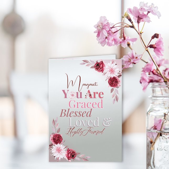 Elegante guión floral rosa honrado con amor (Subido por el creador)