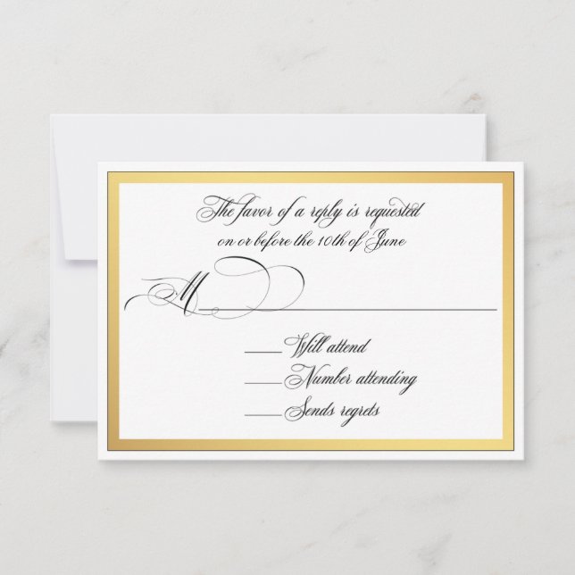 Elegante guión florece Boda RSVP (Anverso)