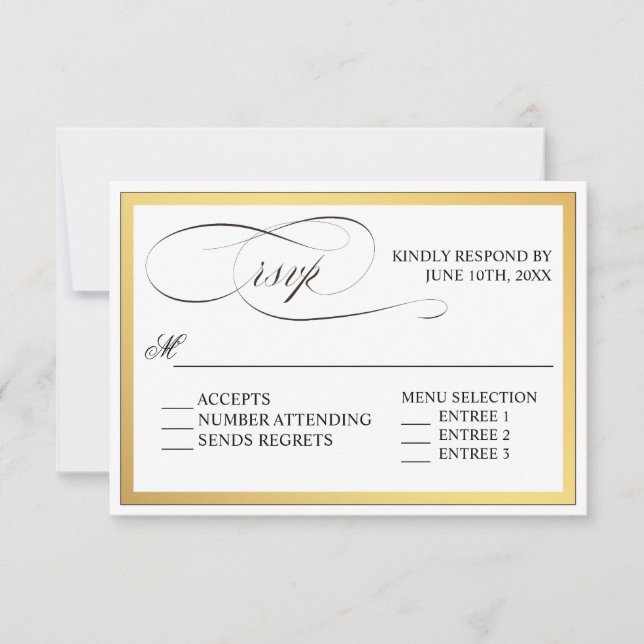 Elegante guión florece Boda RSVP (Anverso)