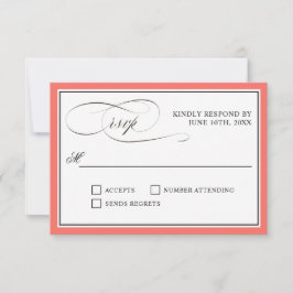 Elegante guión florece el borde coral RSVP