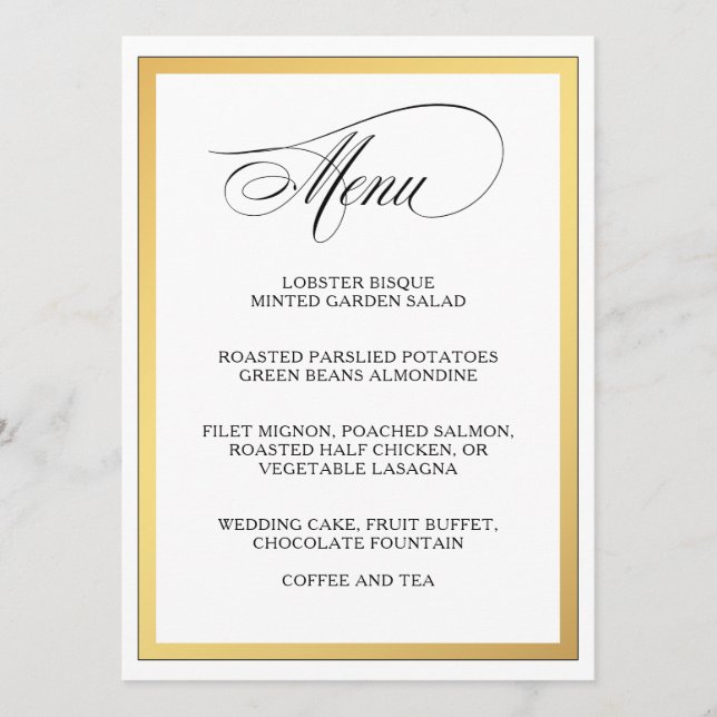 Elegante guión florece el menú Boda (Anverso)